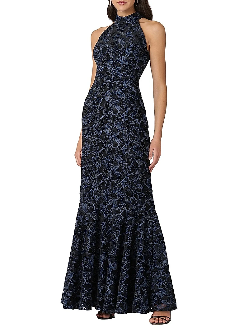 Marcia Velvet Lace Halterneck Gown