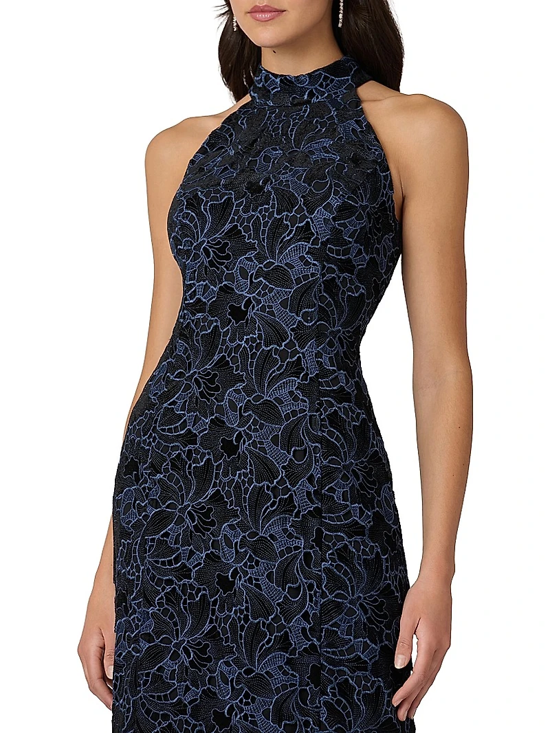 Marcia Velvet Lace Halterneck Gown