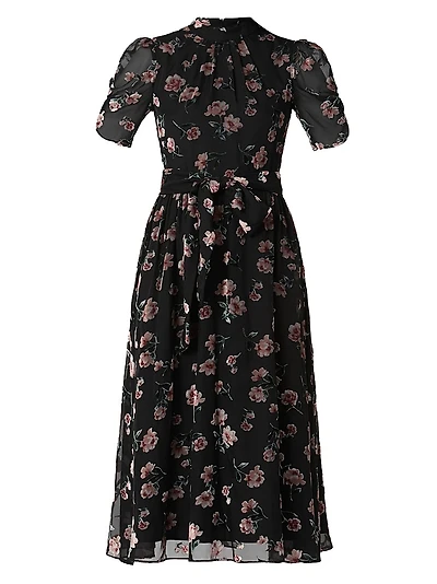 Brittany Floral Tie-Waist Midi-Dress