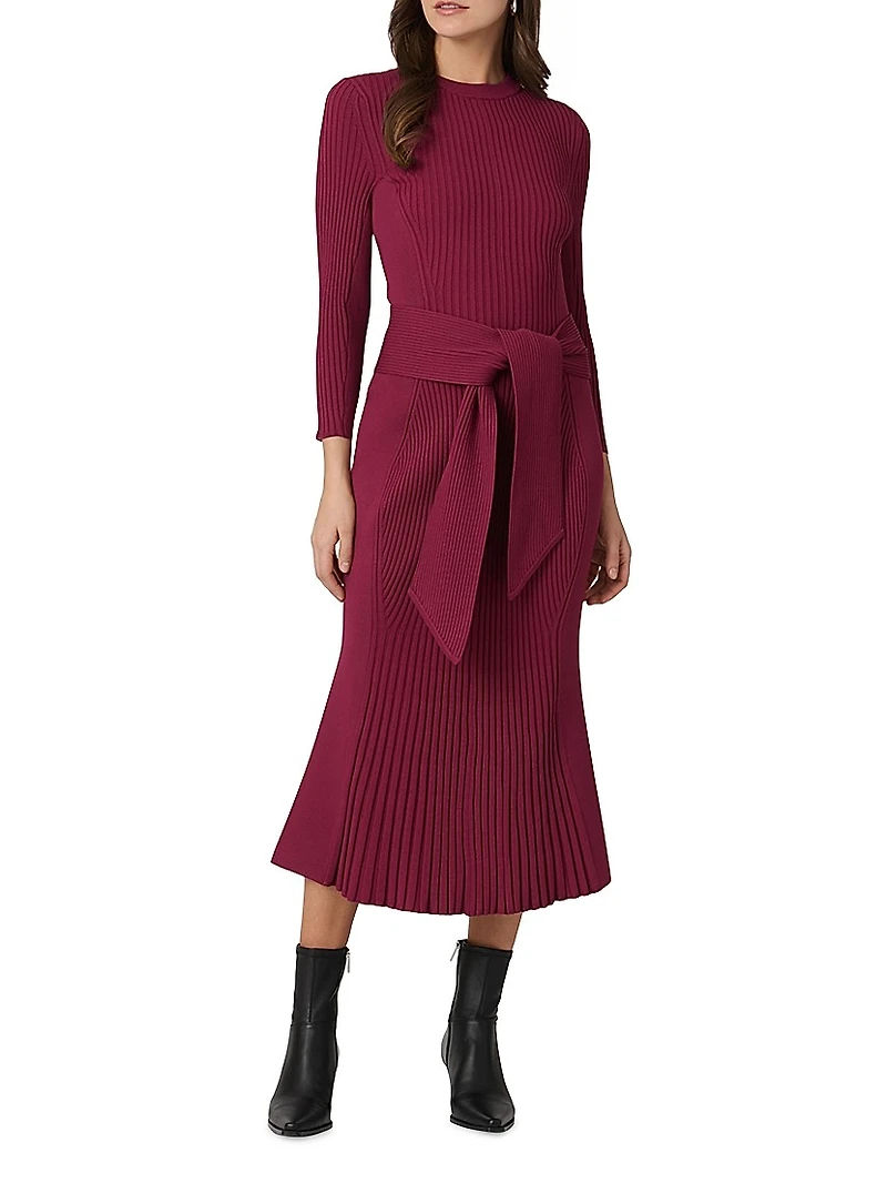 Sam Knit Tie-Waist Midi-Dress