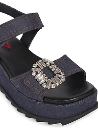 Slidy Viv' Denim Wedge Sandals