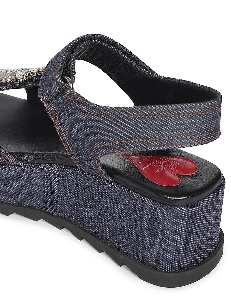 Slidy Viv' Denim Wedge Sandals