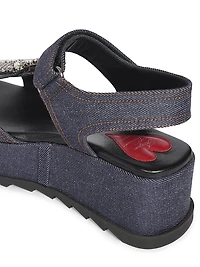 Slidy Viv' Denim Wedge Sandals