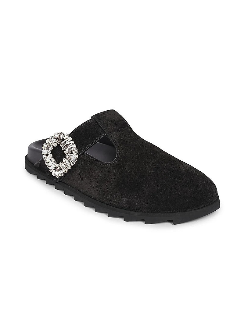 Slidy Viv Embellished Suede Mules