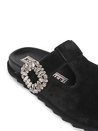 Slidy Viv Embellished Suede Mules
