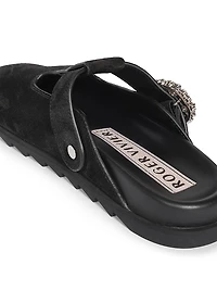 Slidy Viv Embellished Suede Mules