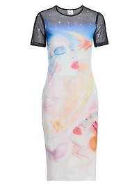 Galactic Connection Mesh Knee-Length Dress