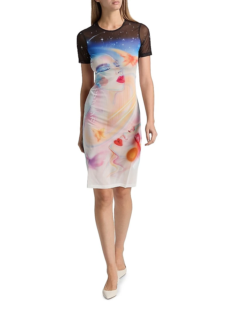 Galactic Connection Mesh Knee-Length Dress