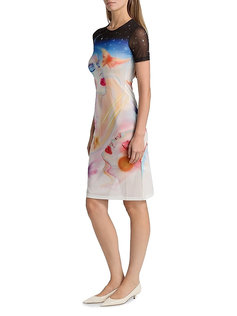 Galactic Connection Mesh Knee-Length Dress