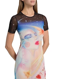 Galactic Connection Mesh Knee-Length Dress