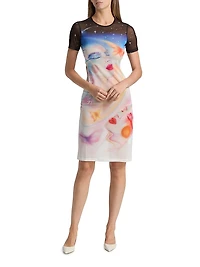Galactic Connection Mesh Knee-Length Dress