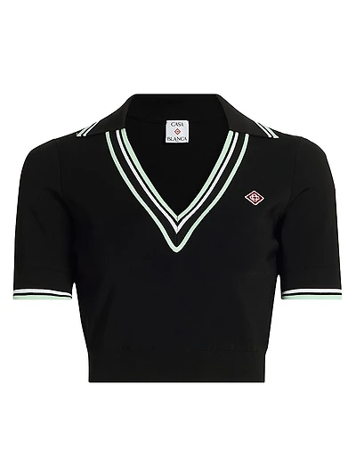 Varsity Cropped Polo Shirt