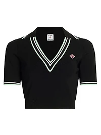 Varsity Cropped Polo Shirt