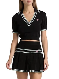 Varsity Cropped Polo Shirt