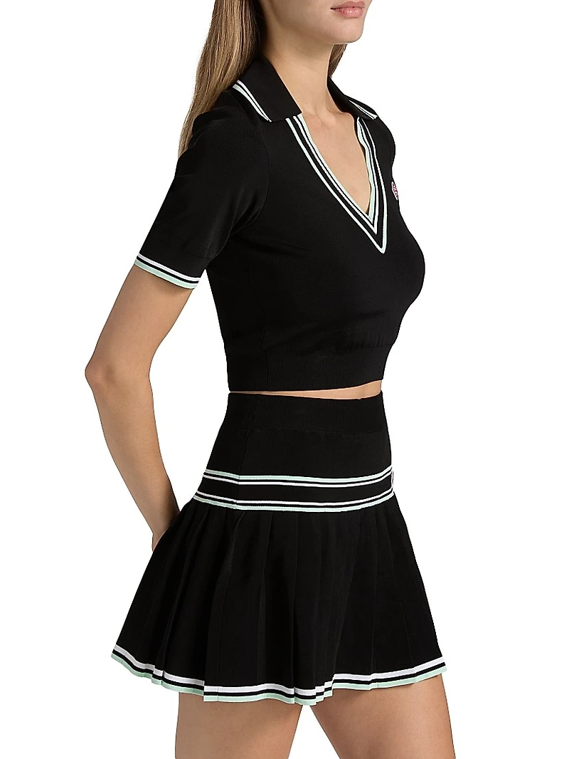 Varsity Cropped Polo Shirt