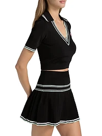 Varsity Cropped Polo Shirt