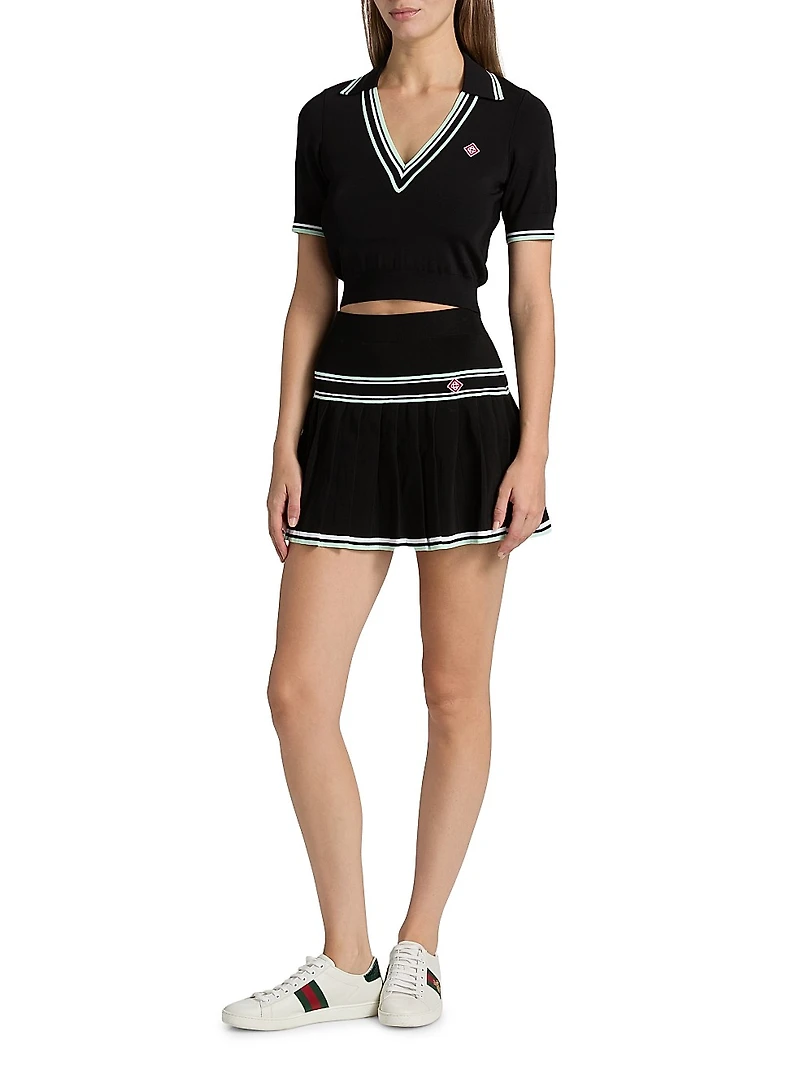 Varsity Cropped Polo Shirt