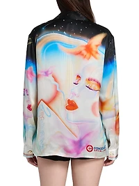 Printed Silk Button-Front Shirt