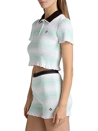 Stripe Shirred Polo Shirt
