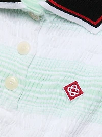 Stripe Shirred Polo Shirt