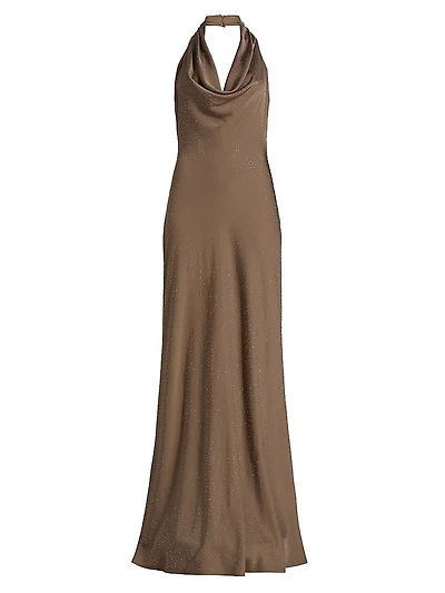Sid Satin Cowlneck Gown