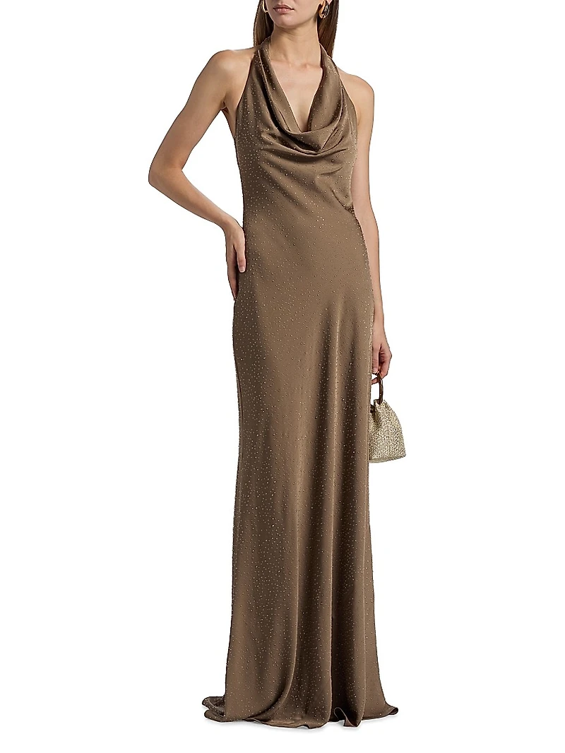 Sid Satin Cowlneck Gown