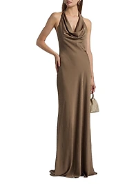 Sid Satin Cowlneck Gown