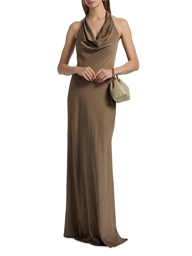 Sid Satin Cowlneck Gown