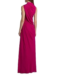 Essia Georgette Draped Sleeveless Gown