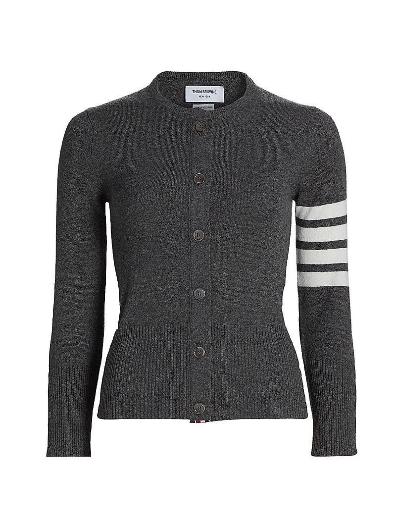 Classic 4-Bar Crewneck Cardigan