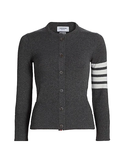 Classic 4-Bar Crewneck Cardigan