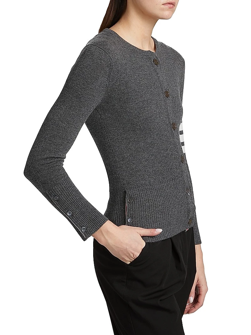 Classic 4-Bar Crewneck Cardigan