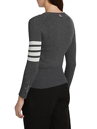 Classic 4-Bar Crewneck Cardigan