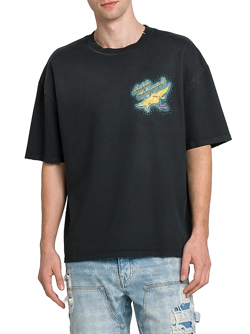 Crystal Amiri Wings Embellished Crewneck T-Shirt