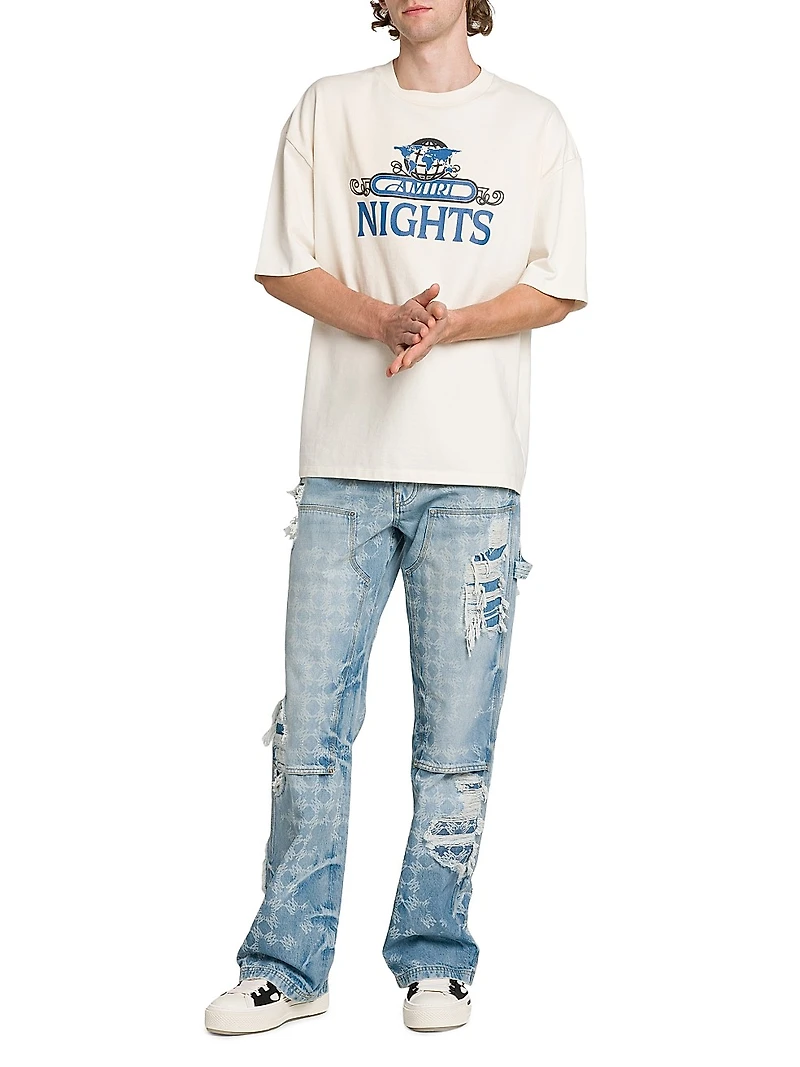 Amiri Nights Cotton Oversized Crewneck T-Shirt