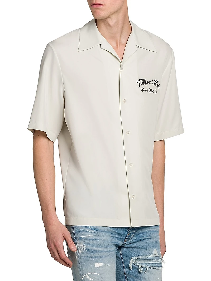 Hollywood Auto Embroidered Bowling Shirt