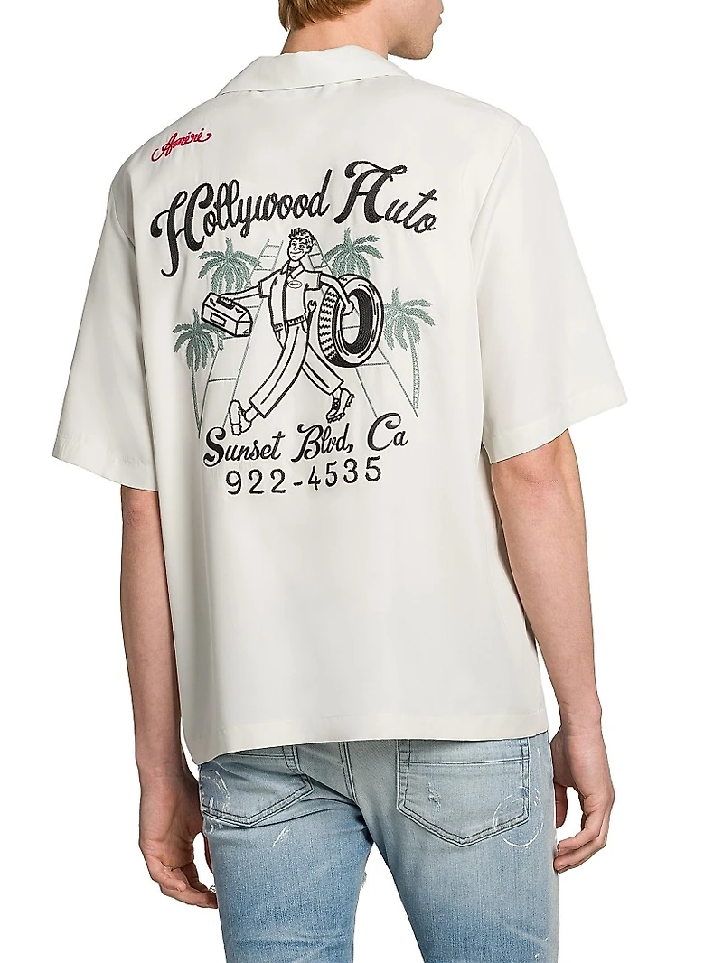 Hollywood Auto Embroidered Bowling Shirt