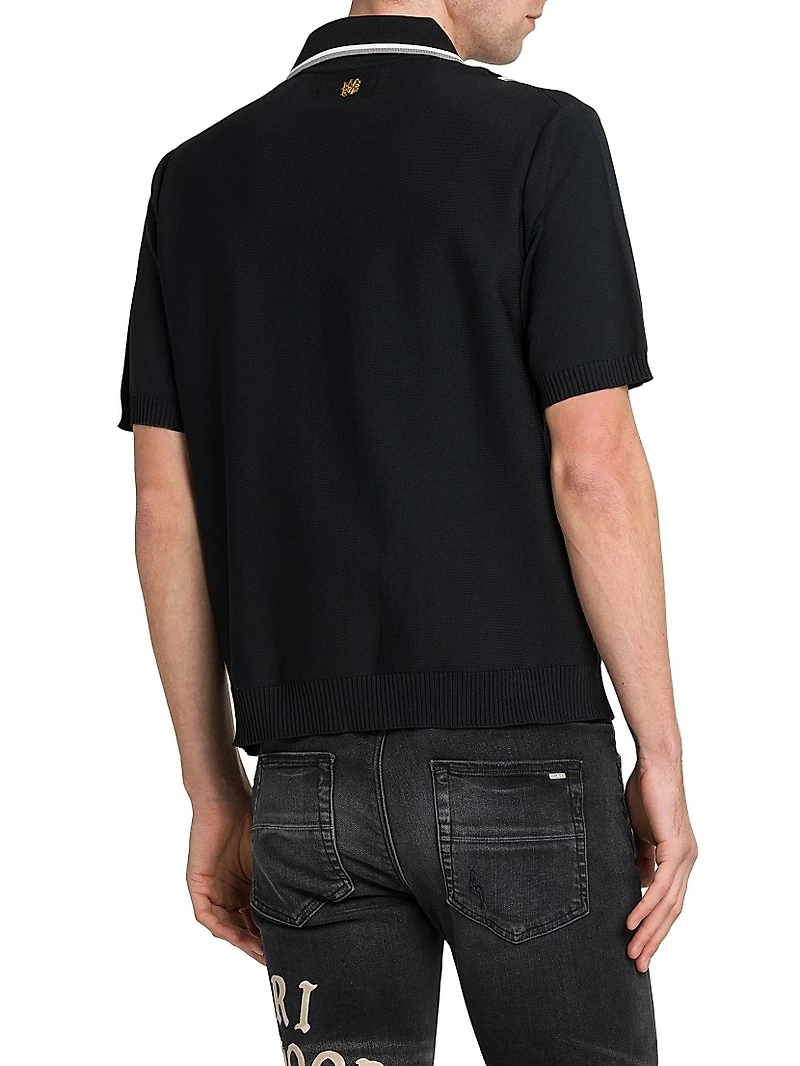 Logo-Detailed Striped Pointelle-Knit Shirt