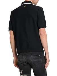 Logo-Detailed Striped Pointelle-Knit Shirt
