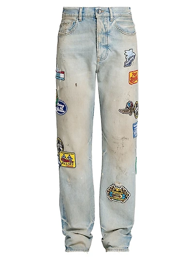 Thrasher Repair Distressed Patch Slim-Fit Jeans