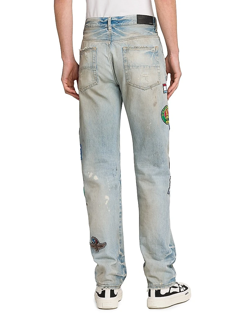 Thrasher Repair Distressed Patch Slim-Fit Jeans