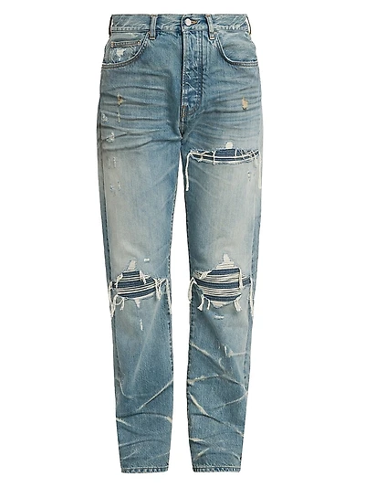 Mx1 Distressed Mid-Rise Straight-Leg Jeans