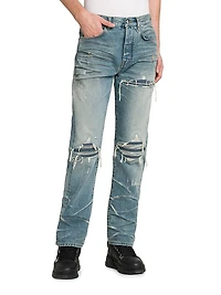 Mx1 Distressed Mid-Rise Straight-Leg Jeans