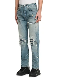 Mx1 Distressed Mid-Rise Straight-Leg Jeans
