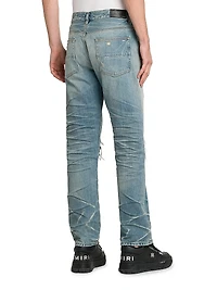 Mx1 Distressed Mid-Rise Straight-Leg Jeans