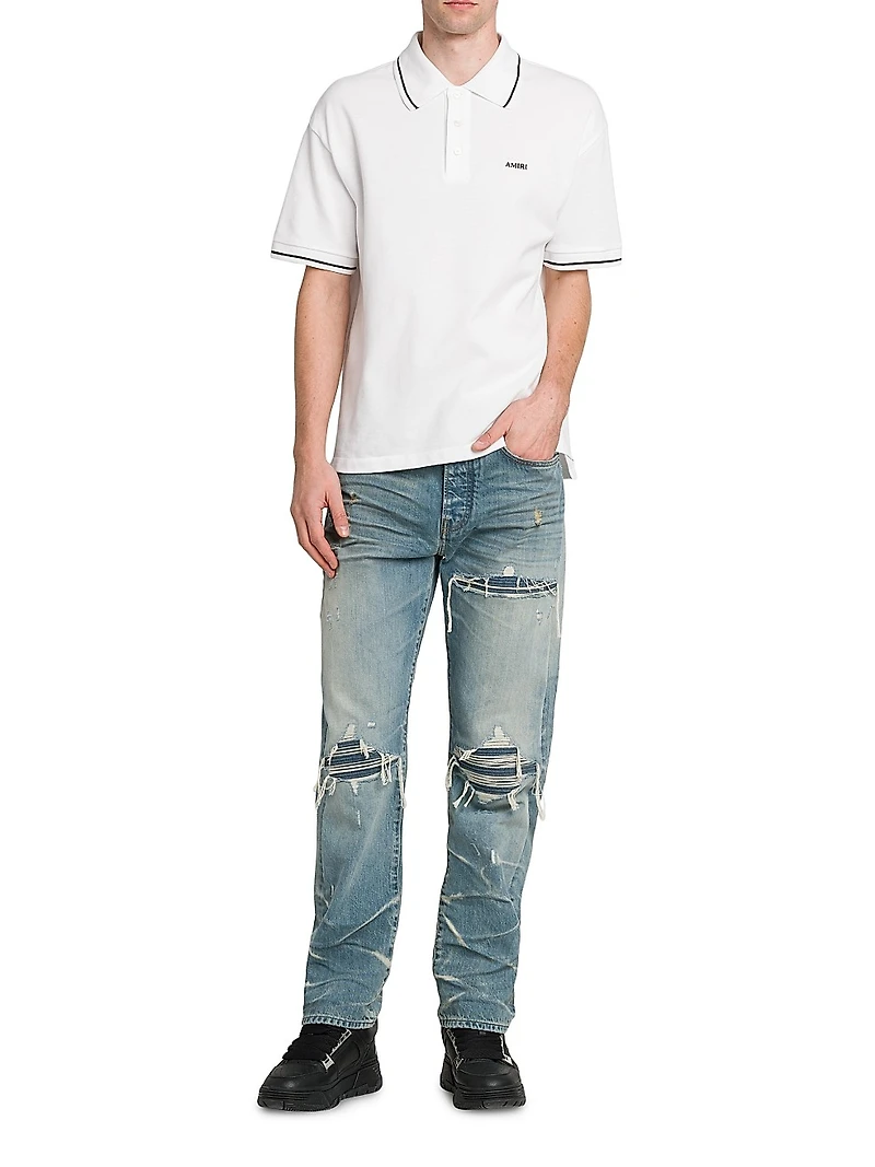 Mx1 Distressed Mid-Rise Straight-Leg Jeans