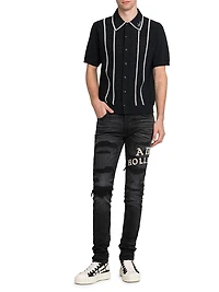 Hollywood Appliqué Thrasher Repaired Skinny Jeans