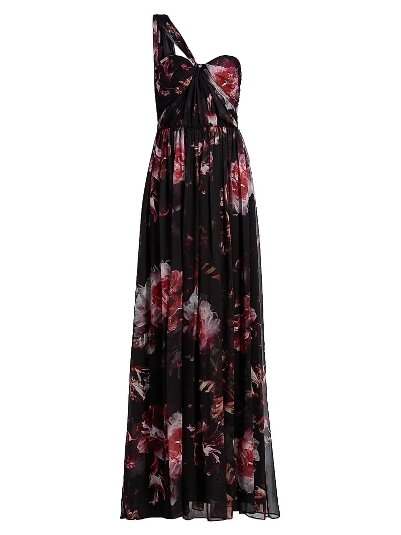 Lina Asymmetric Chiffon Gown