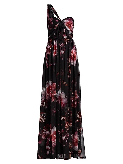 Lina Asymmetric Chiffon Gown