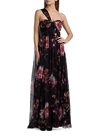 Lina Asymmetric Chiffon Gown
